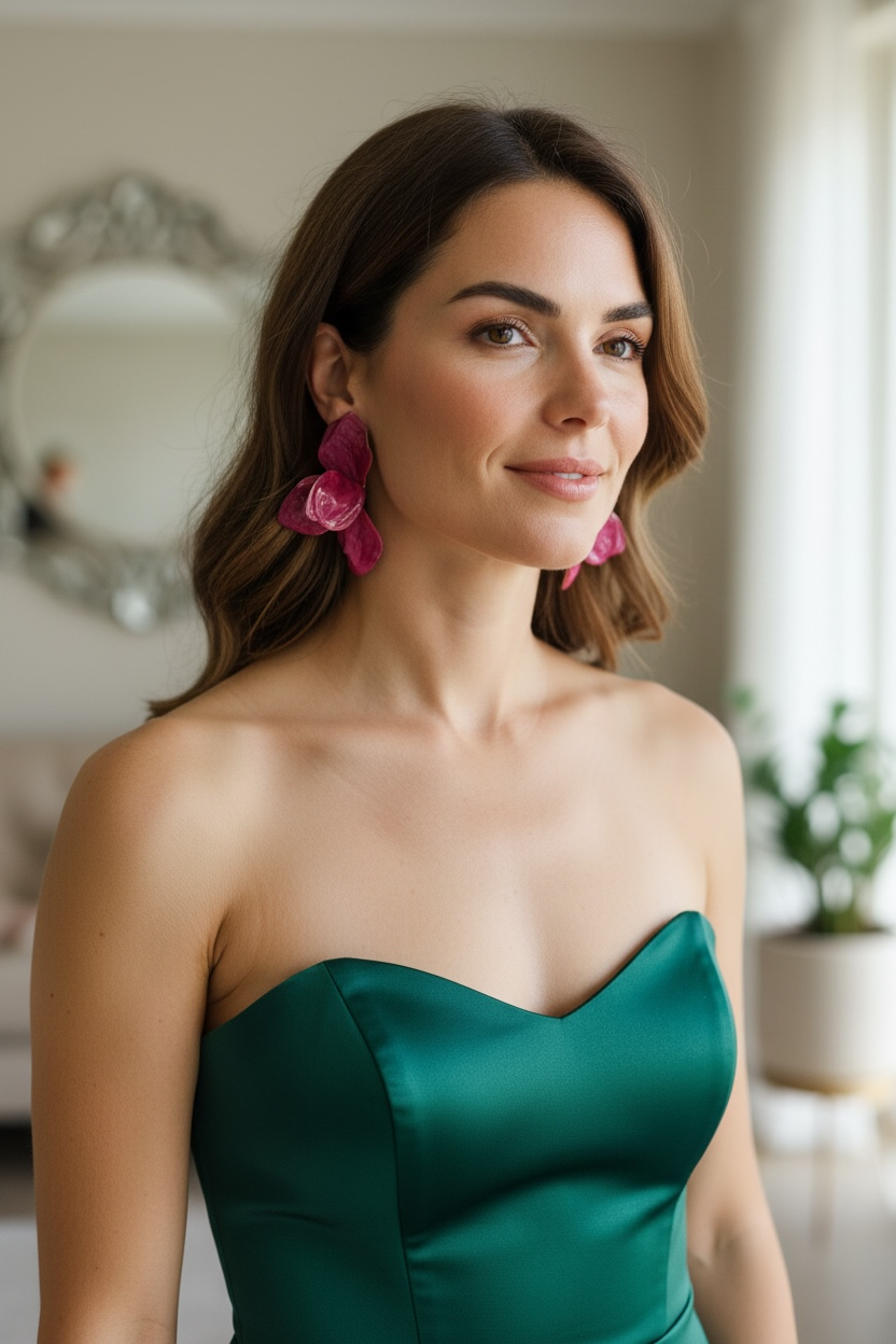 Pink Camellia Earrings