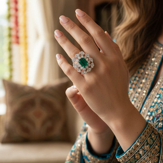 Emerald Halo Royale Ring