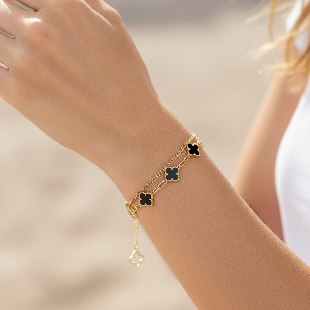 Noir Clover Chain Bracelet