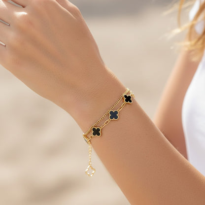 Noir Clover Chain Bracelet