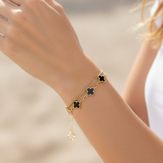 Noir Clover Chain Bracelet