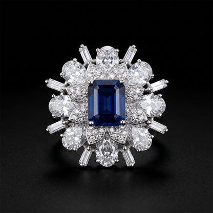 Sapphire Halo Royale Ring